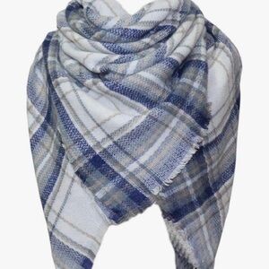 Universal Thread Blue and White Plaid Scarf